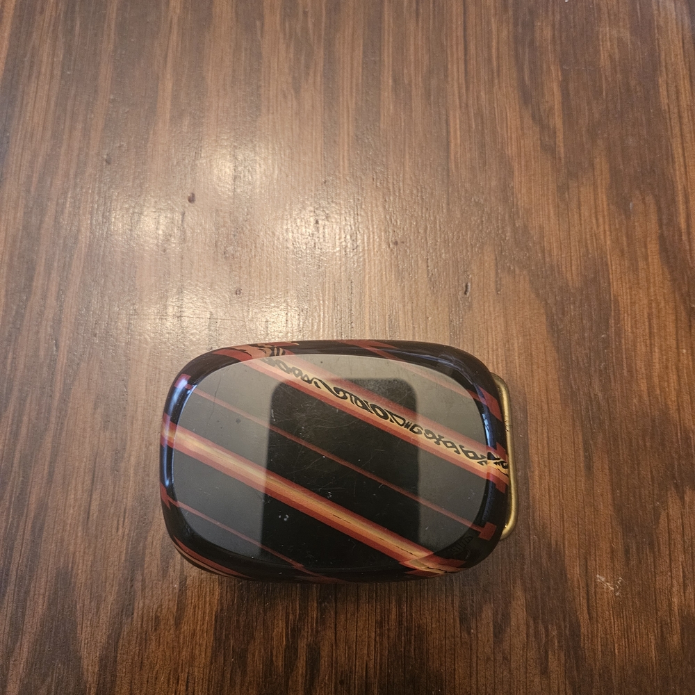 Vintage Lucite/ Acrylic Eed, Black & Gold Belt Buckle 1970s 3.5"×2 1/8"×1/2"